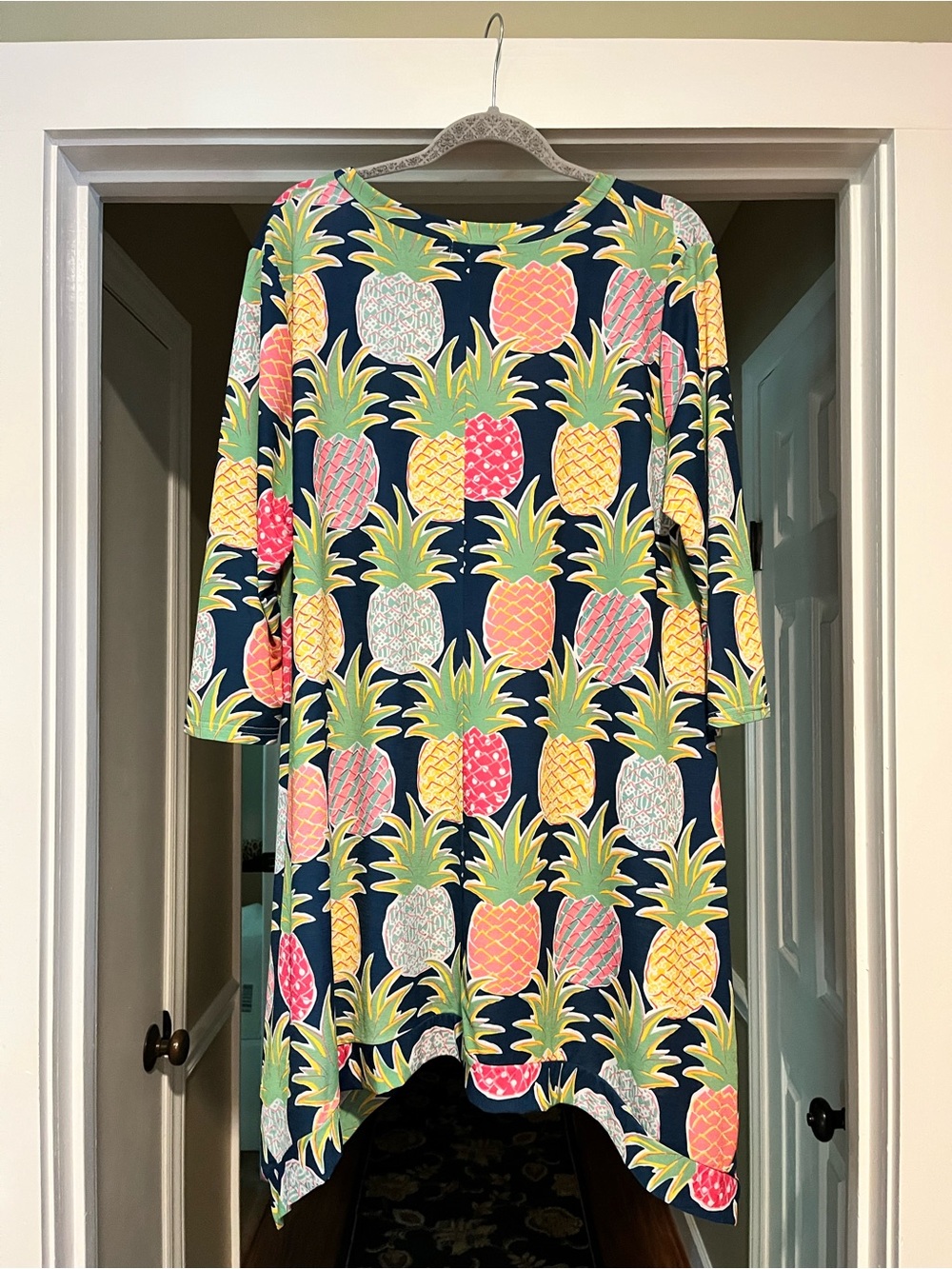 Simply Southern Navy Pineapple Print Tunic - Yellow, Pink, Green